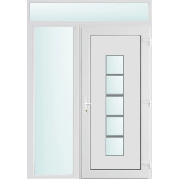 Műanyag bejárati ajtó 150x240 jobbos Maryland 1 üveges 2 rétegű üveggel és hőszigetelt panellel 5 kamrás fehér