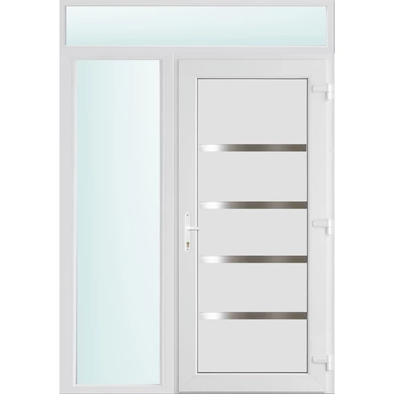 Műanyag bejárati ajtó 150x240 jobbos Norfolk tömör 2 rétegű üveggel és hőszigetelt panellel 5 kamrás fehér