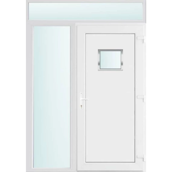 Műanyag bejárati ajtó 150x240 jobbos Washington 1 üveges 2 rétegű üveggel és hőszigetelt panellel 5 kamrás fehér