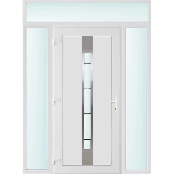 Műanyag bejárati ajtó 160x240 balos Manhattan 1 üveges 3 rétegű üveggel és hőszigetelt panellel 5 kamrás fehér