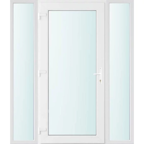 Műanyag bejárati ajtó 160x210 balos Baltimore üveges 2 rétegű üveggel és hőszigetelt panellel 5 kamrás fehér