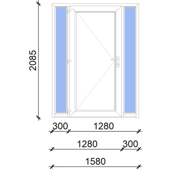 Műanyag bejárati ajtó 160x210 balos Delaware tömör 2 rétegű üveggel, 5 kamrás fehér