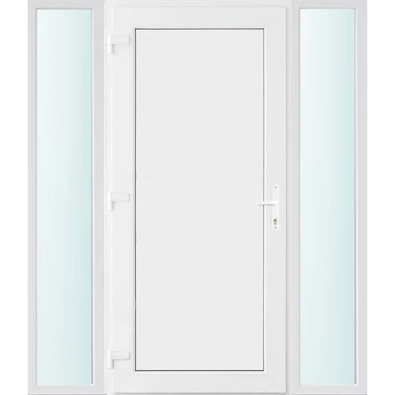 Műanyag bejárati ajtó 160x210 balos Delaware tömör 2 rétegű üveggel és hőszigetelt panellel 5 kamrás fehér