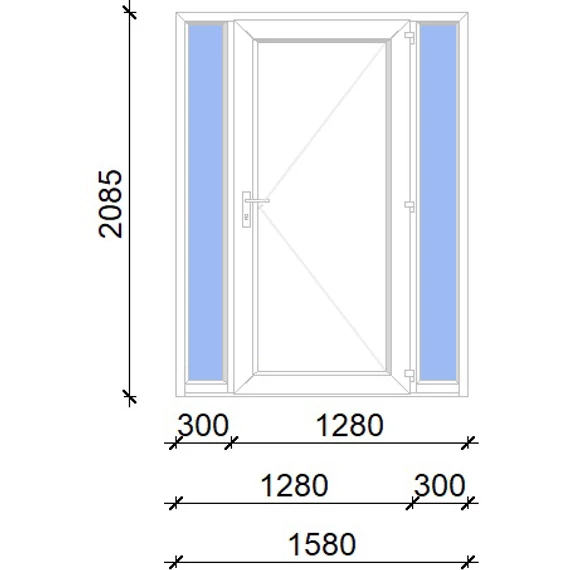 Műanyag bejárati ajtó 160x210 jobbos Delaware tömör 2 rétegű üveggel, 5 kamrás fehér