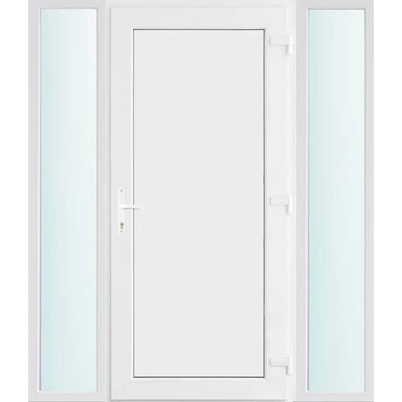 Műanyag bejárati ajtó 160x210 jobbos Delaware tömör 2 rétegű üveggel és hőszigetelt panellel 5 kamrás fehér
