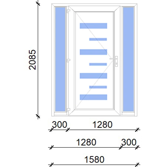 Műanyag bejárati ajtó 160x210 balos Georgia 7 üveges 2 rétegű üveggel, 5 kamrás fehér