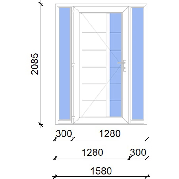 Műanyag bejárati ajtó 160x210 balos Indiana 1 üveges 2 rétegű üveggel, 5 kamrás fehér