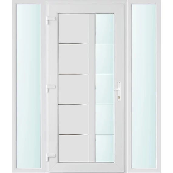 Műanyag bejárati ajtó 160x210 balos Indiana 1 üveges 2 rétegű üveggel és hőszigetelt panellel 5 kamrás fehér