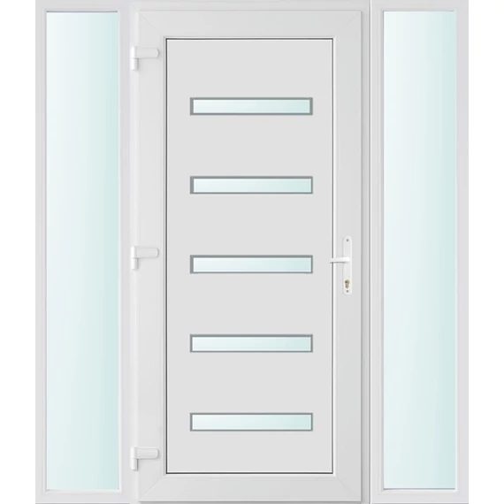 Műanyag bejárati ajtó 160x210 balos Jacksonville 5 üveges 2 rétegű üveggel és hőszigetelt panellel 5 kamrás fehér