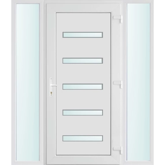 Műanyag bejárati ajtó 160x210 jobbos Jacksonville 5 üveges 2 rétegű üveggel és hőszigetelt panellel 5 kamrás fehér