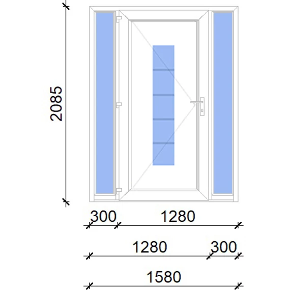 Műanyag bejárati ajtó 160x210 balos Maryland 1 üveges 2 rétegű üveggel, 5 kamrás fehér