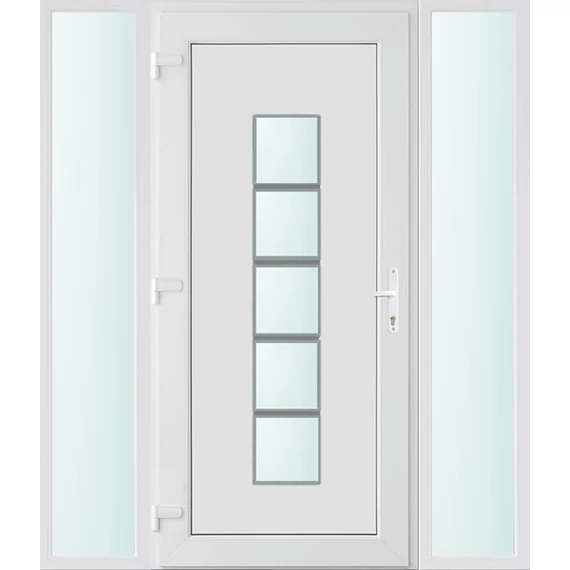Műanyag bejárati ajtó 160x210 balos Maryland 1 üveges 2 rétegű üveggel és hőszigetelt panellel 5 kamrás fehér