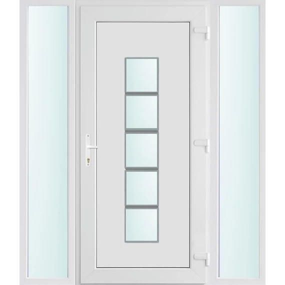 Műanyag bejárati ajtó 160x210 jobbos Maryland 1 üveges 2 rétegű üveggel és hőszigetelt panellel 5 kamrás fehér