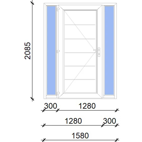 Műanyag bejárati ajtó 160x210 balos Norfolk tömör 2 rétegű üveggel, 5 kamrás fehér