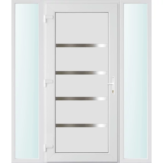 Műanyag bejárati ajtó 160x210 balos Norfolk tömör 3 rétegű üveggel és hőszigetelt panellel 5 kamrás fehér