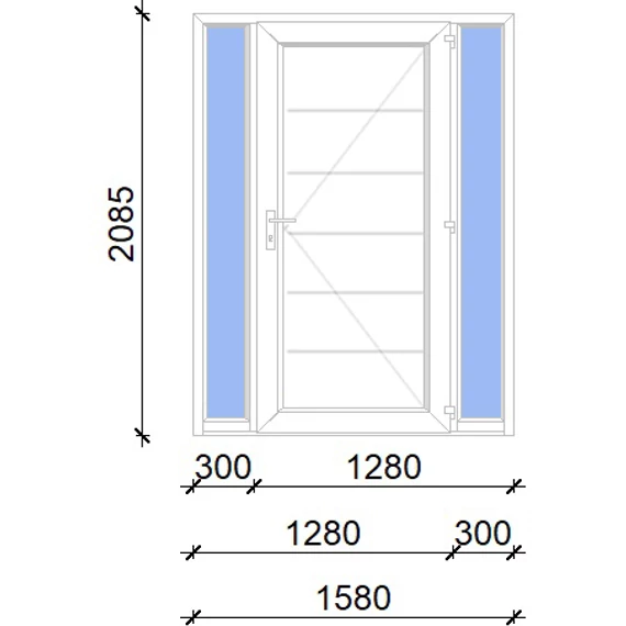 Műanyag bejárati ajtó 160x210 jobbos Norfolk tömör 2 rétegű üveggel, 5 kamrás fehér
