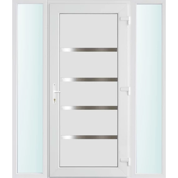 Műanyag bejárati ajtó 160x210 jobbos Norfolk tömör 3 rétegű üveggel és hőszigetelt panellel 5 kamrás fehér