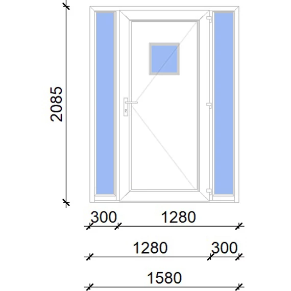 Műanyag bejárati ajtó 160x210 jobbos Washington 1 üveges 2 rétegű üveggel, 5 kamrás fehér