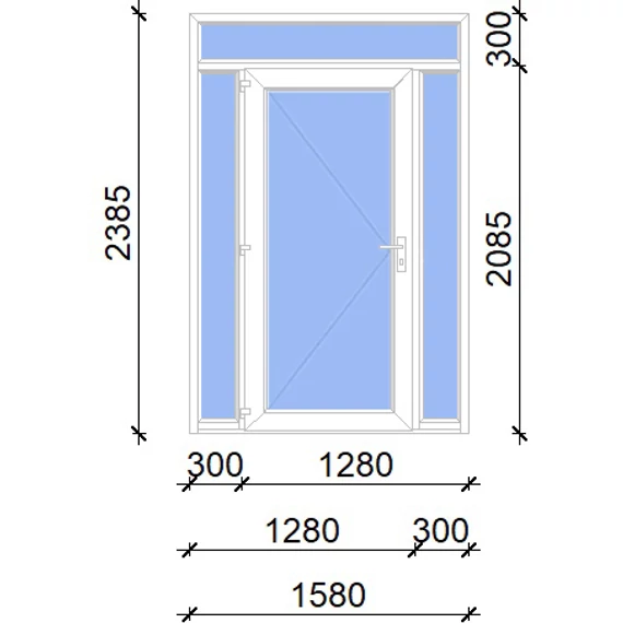 Műanyag bejárati ajtó 160x240 balos Baltimore üveges 2 rétegű üveggel és hőszigetelt panellel 5 kamrás fehér