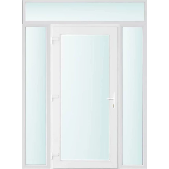 Műanyag bejárati ajtó 160x240 balos Baltimore üveges 2 rétegű üveggel és hőszigetelt panellel 5 kamrás fehér