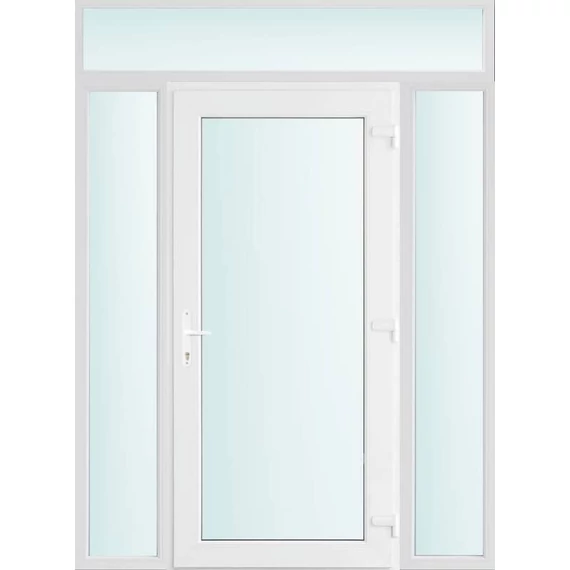 Műanyag bejárati ajtó 160x240 jobbos Baltimore üveges 2 rétegű üveggel és hőszigetelt panellel 5 kamrás fehér