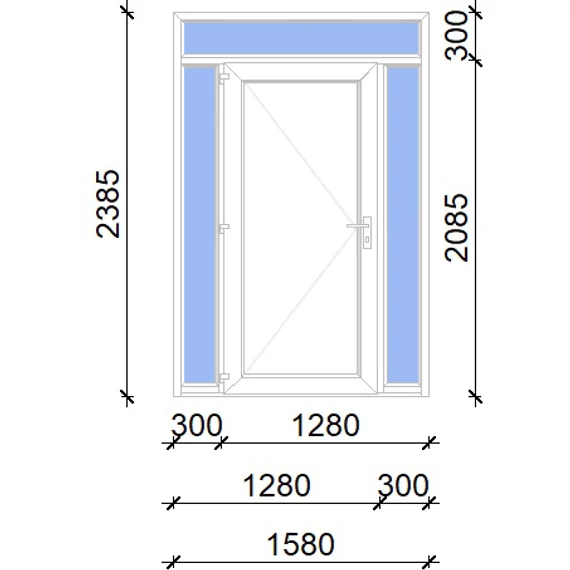 Műanyag bejárati ajtó 160x240 balos Delaware tömör 2 rétegű üveggel, 5 kamrás fehér
