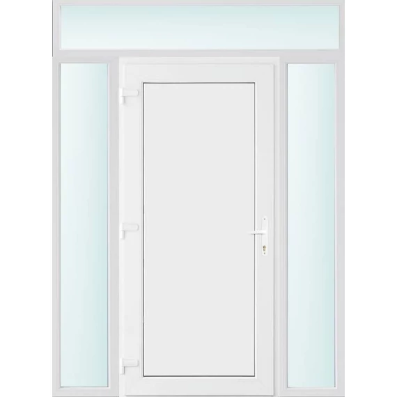 Műanyag bejárati ajtó 160x240 balos Delaware tömör 2 rétegű üveggel és hőszigetelt panellel 5 kamrás fehér