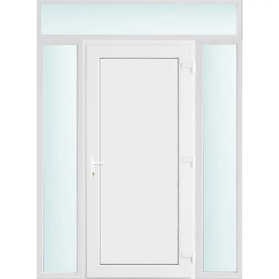 Műanyag bejárati ajtó 160x240 jobbos Delaware tömör 2 rétegű üveggel és hőszigetelt panellel 5 kamrás fehér