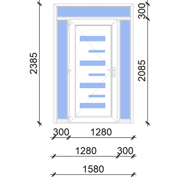 Műanyag bejárati ajtó 160x240 balos Georgia 7 üveges 2 rétegű üveggel, 5 kamrás fehér