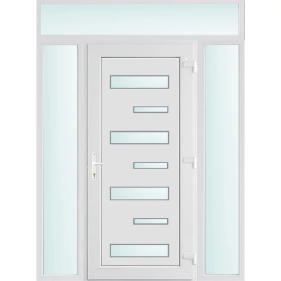 Műanyag bejárati ajtó 160x240 jobbos Georgia 7 üveges 2 rétegű üveggel és hőszigetelt panellel 5 kamrás fehér