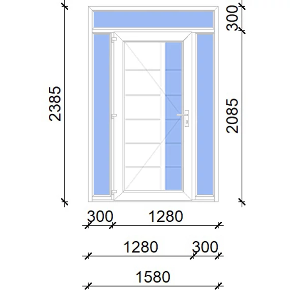Műanyag bejárati ajtó 160x240 balos Indiana 1 üveges 2 rétegű üveggel, 5 kamrás fehér