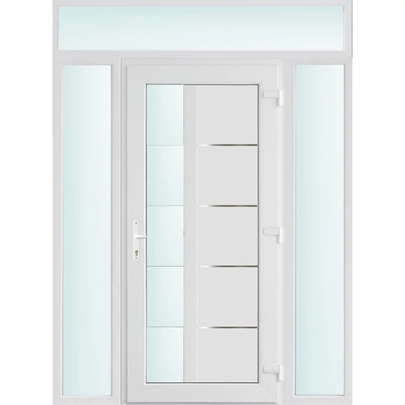 Műanyag bejárati ajtó 160x240 jobbos Indiana 1 üveges 2 rétegű üveggel és hőszigetelt panellel 5 kamrás fehér