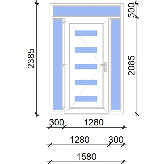 Műanyag bejárati ajtó 160x240 balos Jacksonville 5 üveges 2 rétegű üveggel, 5 kamrás fehér