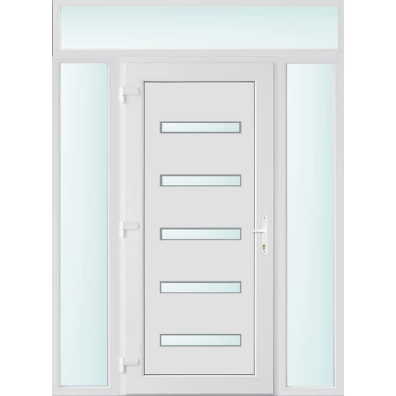 Műanyag bejárati ajtó 160x240 balos Jacksonville 5 üveges 2 rétegű üveggel és hőszigetelt panellel 5 kamrás fehér