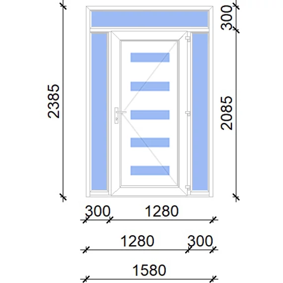 Műanyag bejárati ajtó 160x240 jobbos Jacksonville 5 üveges 2 rétegű üveggel, 5 kamrás fehér