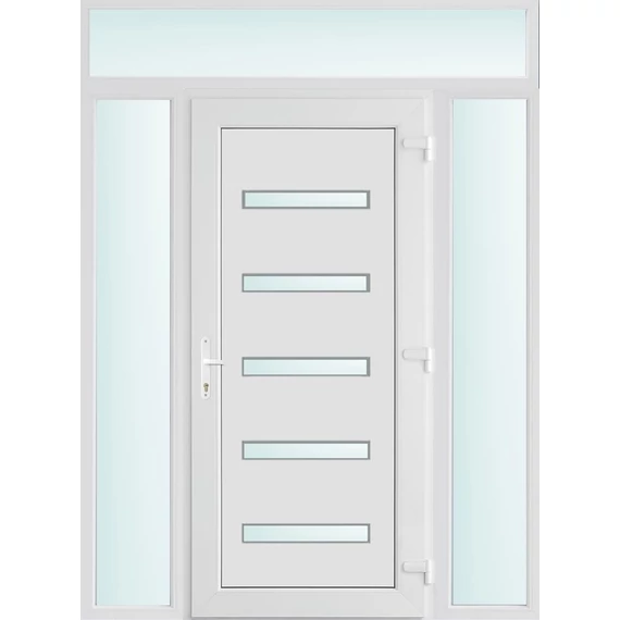 Műanyag bejárati ajtó 160x240 jobbos Jacksonville 5 üveges 2 rétegű üveggel és hőszigetelt panellel 5 kamrás fehér