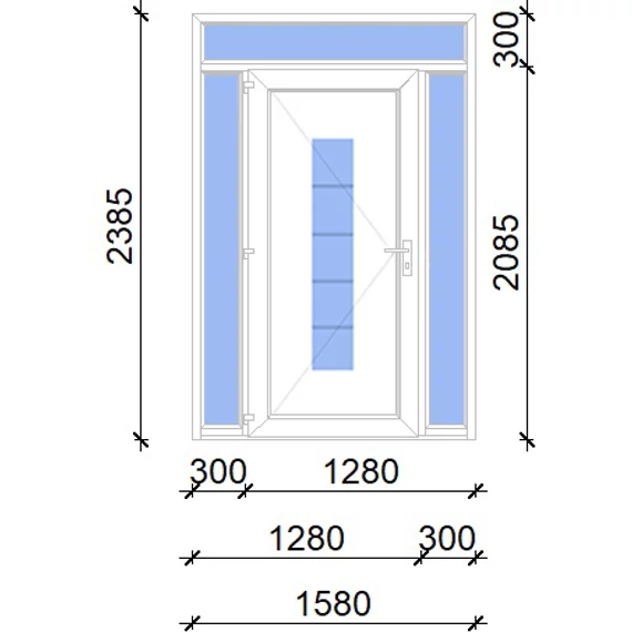 Műanyag bejárati ajtó 160x240 balos Maryland 1 üveges 2 rétegű üveggel, 5 kamrás fehér