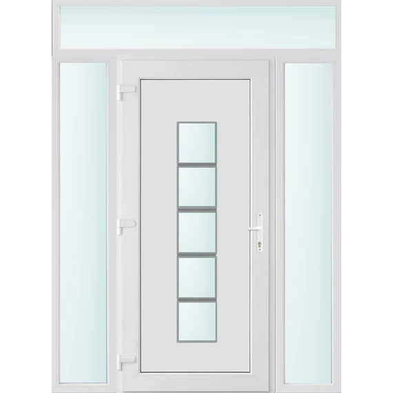 Műanyag bejárati ajtó 160x240 balos Maryland 1 üveges 2 rétegű üveggel és hőszigetelt panellel 5 kamrás fehér