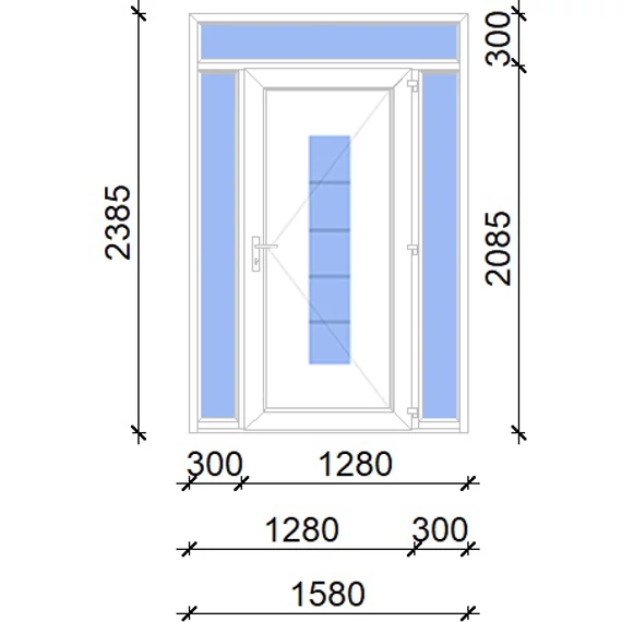 Műanyag bejárati ajtó 160x240 jobbos Maryland 1 üveges 2 rétegű üveggel, 5 kamrás fehér