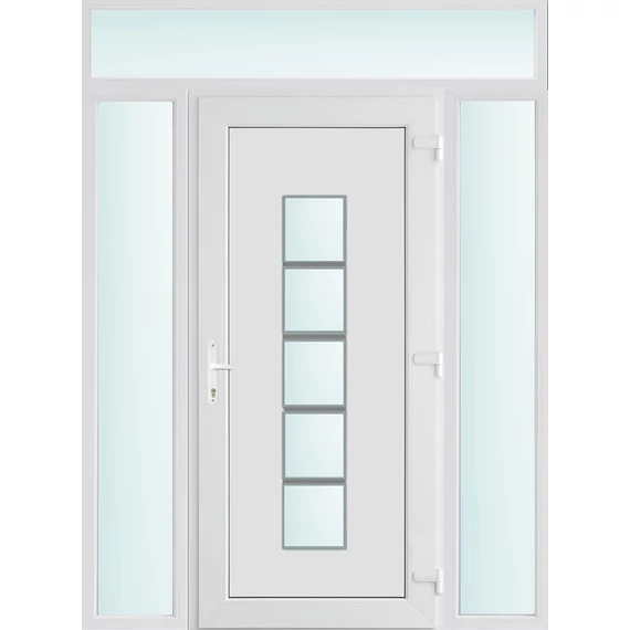 Műanyag bejárati ajtó 160x240 jobbos Maryland 1 üveges 2 rétegű üveggel és hőszigetelt panellel 5 kamrás fehér