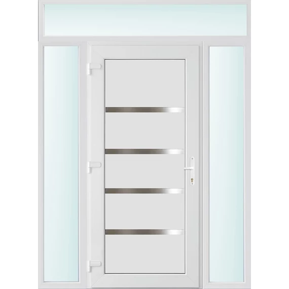 Műanyag bejárati ajtó 160x240 balos Norfolk tömör 3 rétegű üveggel és hőszigetelt panellel 5 kamrás fehér