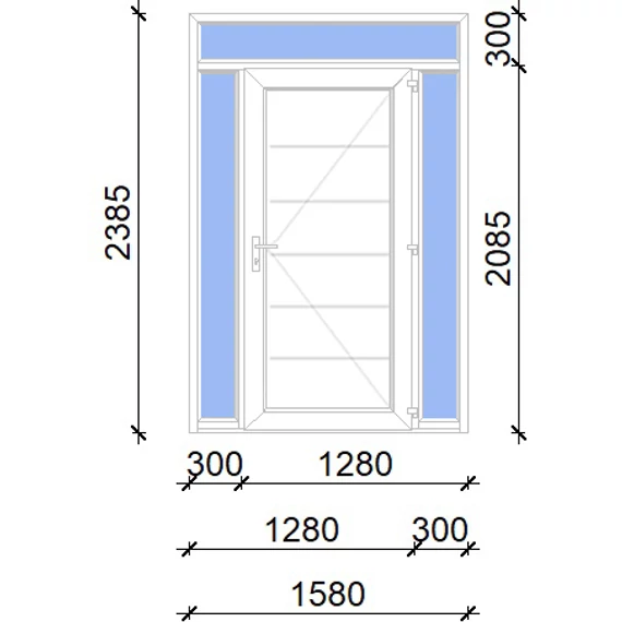 Műanyag bejárati ajtó 160x240 jobbos Norfolk tömör 2 rétegű üveggel, 5 kamrás fehér