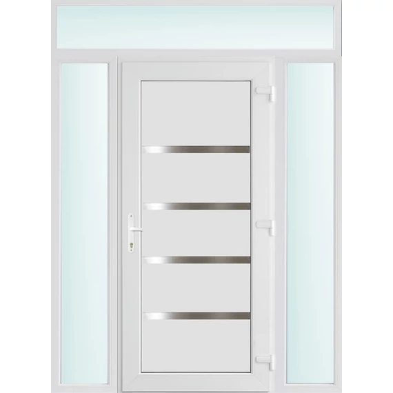 Műanyag bejárati ajtó 160x240 jobbos Norfolk tömör 2 rétegű üveggel és hőszigetelt panellel 5 kamrás fehér