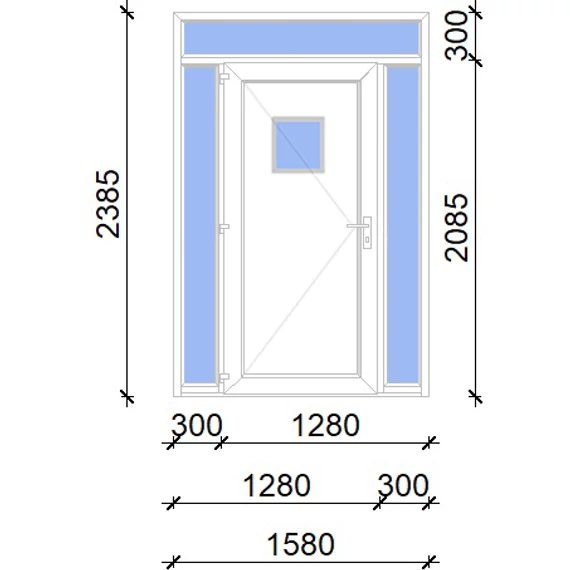Műanyag bejárati ajtó 160x240 balos Washington 1 üveges 2 rétegű üveggel, 5 kamrás fehér