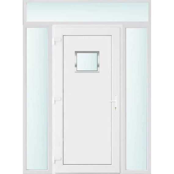 Műanyag bejárati ajtó 160x240 balos Washington 1 üveges 2 rétegű üveggel és hőszigetelt panellel 5 kamrás fehér