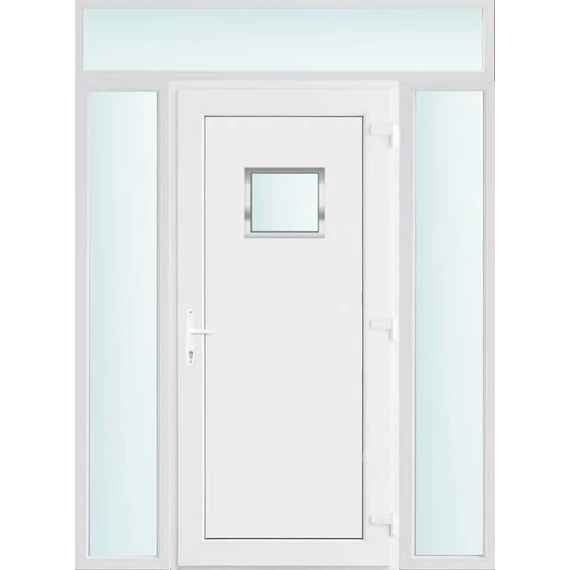 Műanyag bejárati ajtó 160x240 jobbos Washington 1 üveges 2 rétegű üveggel és hőszigetelt panellel 5 kamrás fehér
