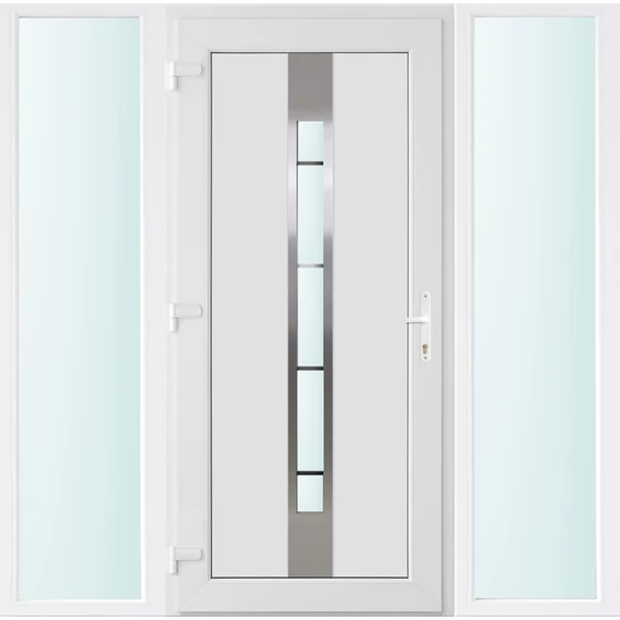 Műanyag bejárati ajtó 180x210 balos Manhattan 1 üveges 3 rétegű üveggel és hőszigetelt panellel 5 kamrás fehér