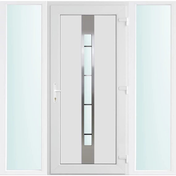 Műanyag bejárati ajtó 180x210 jobbos Manhattan 1 üveges 3 rétegű üveggel és hőszigetelt panellel 5 kamrás fehér