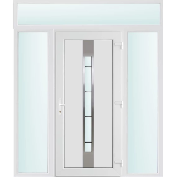 Műanyag bejárati ajtó 180x240 jobbos Manhattan 1 üveges 3 rétegű üveggel és hőszigetelt panellel 5 kamrás fehér