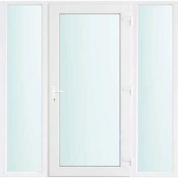 Műanyag bejárati ajtó 180x210 jobbos Baltimore üveges 2 rétegű üveggel és hőszigetelt panellel 5 kamrás fehér